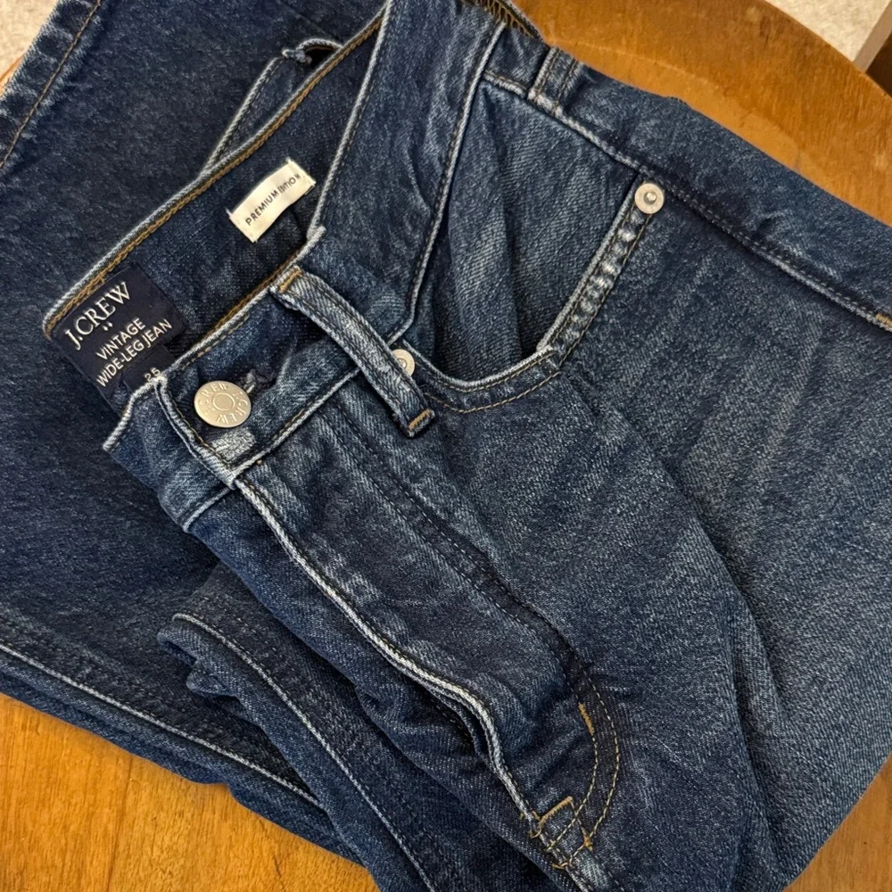 J.Crew Premium Edition Women’s SZ 25 Vintage Wide Leg, Medium Blue Jeans - Picture 2 of 10